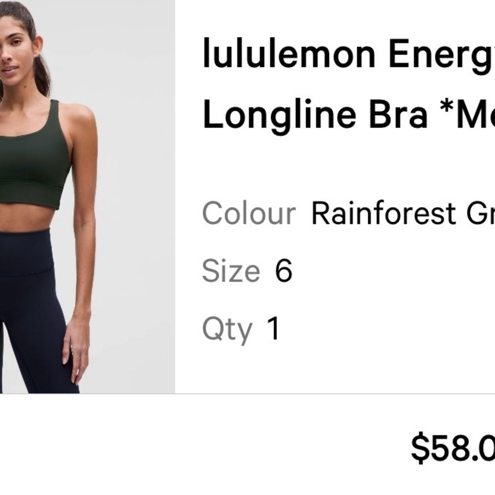 lululemon athletica Energy Longline Bra - Rainforest Green